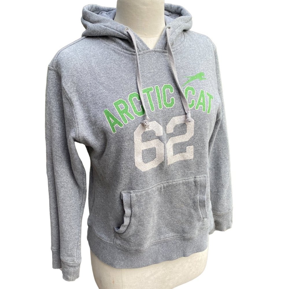 Vintage Arctic Cat Y2K Hoodie Metallic Snowmobile Racing Sport Grunge Varsity-M